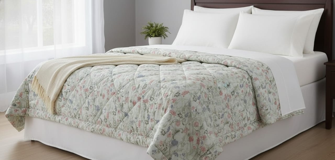 Floral printed duvet filling