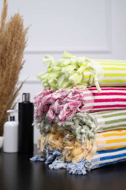 Luxurious striped towel with elegant tassels