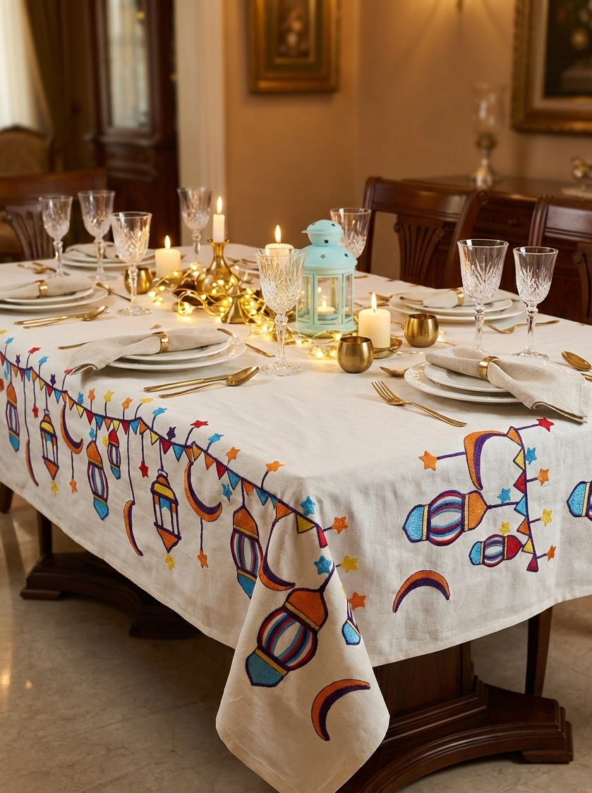 Embroidery ramadan table cloth